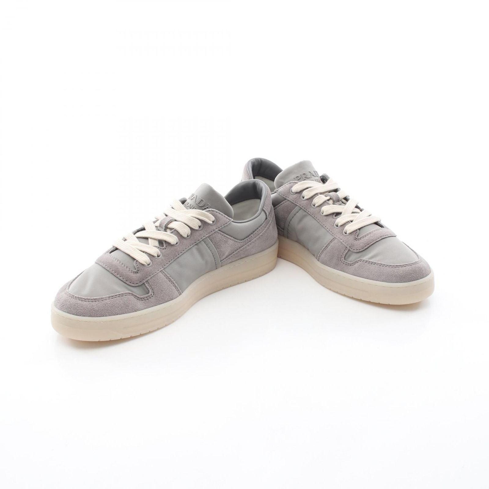 Prada Sneakers Triangle Logo Downtown Gray Nylon Suede — view 3