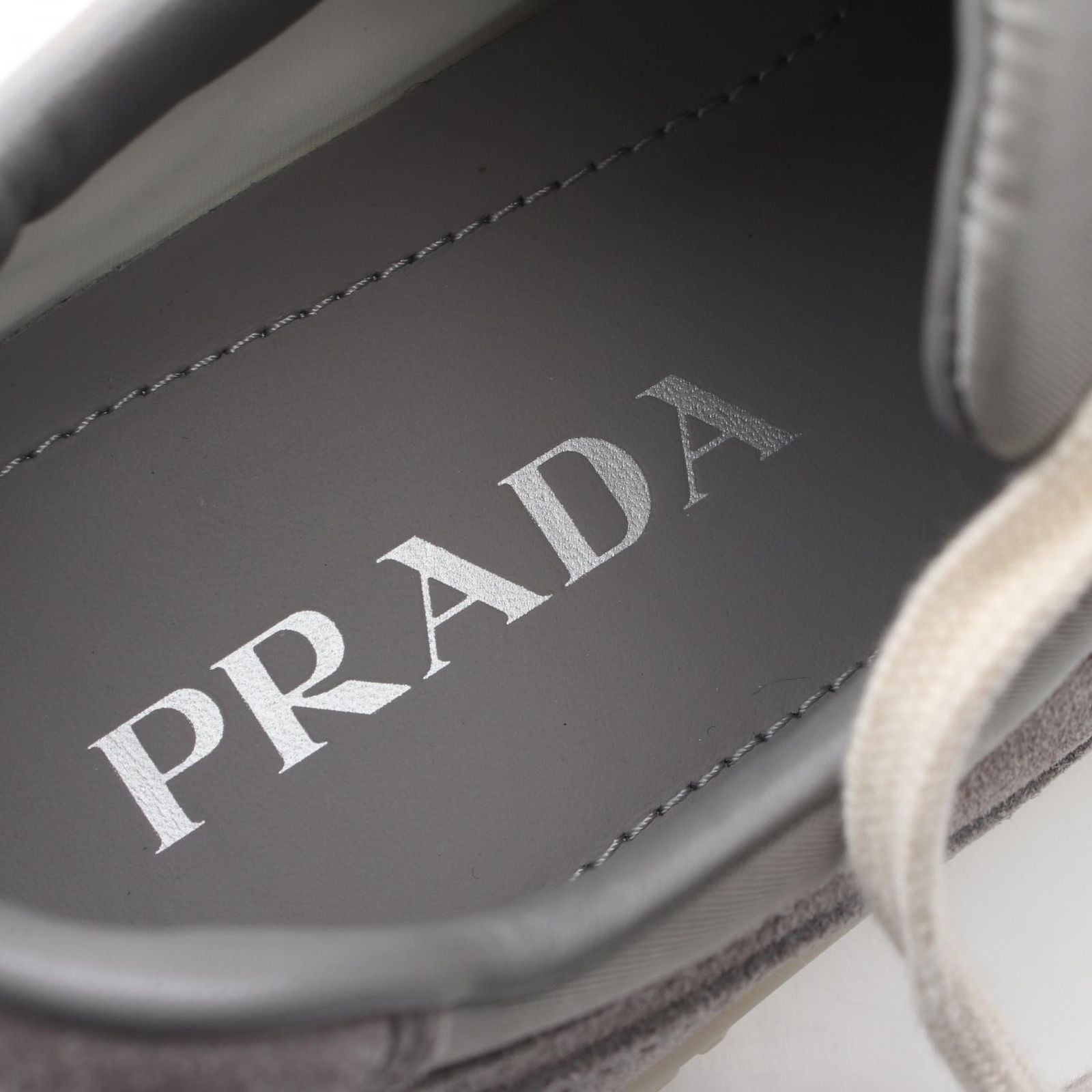 Prada Sneakers Triangle Logo Downtown Gray Nylon Suede — view 5