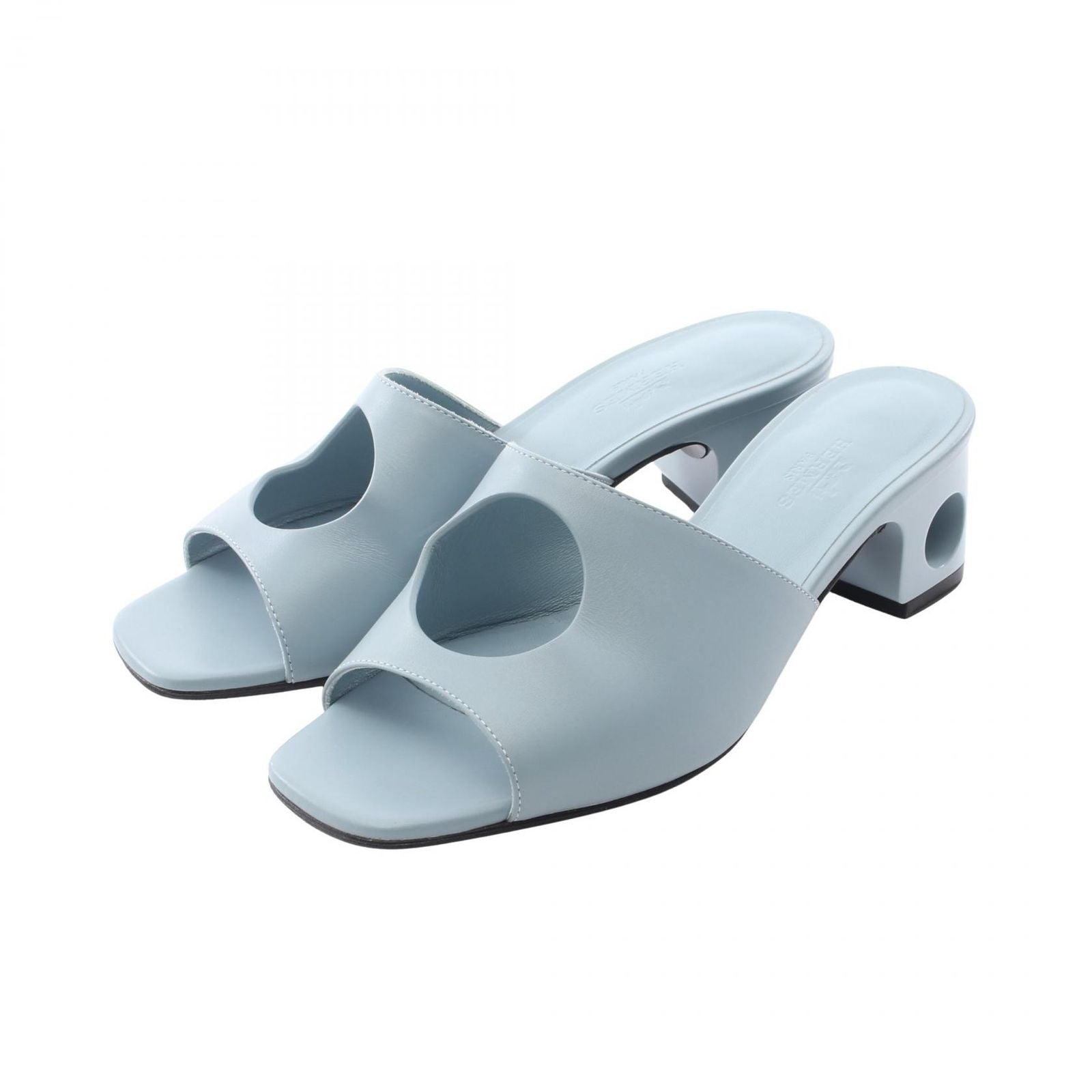 Hermes Sandals Elia Area Mules Blue Leather