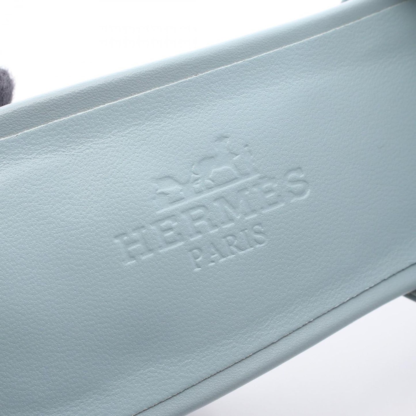 Hermes Sandals Elia Area Mules Blue Leather — view 5