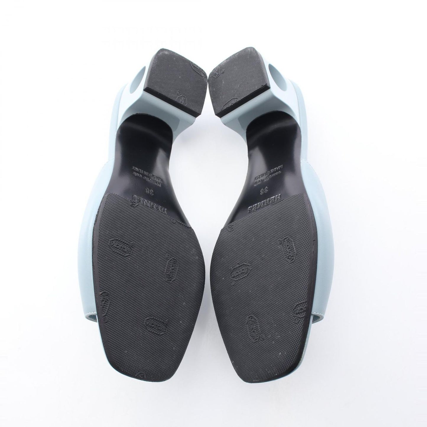 Hermes Sandals Elia Area Mules Blue Leather — view 4