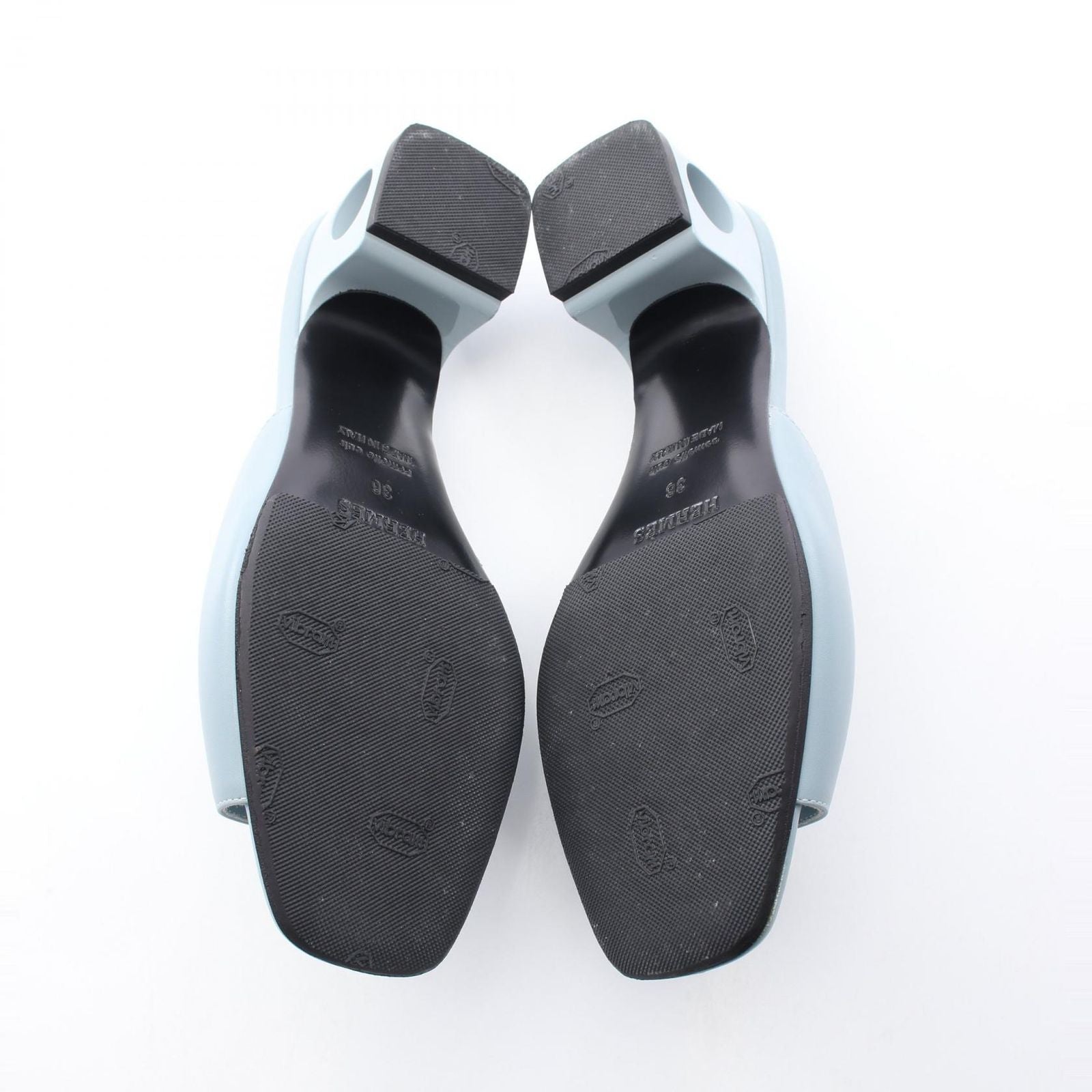 Hermes Sandals Elia Area Mules Blue Leather — view 4