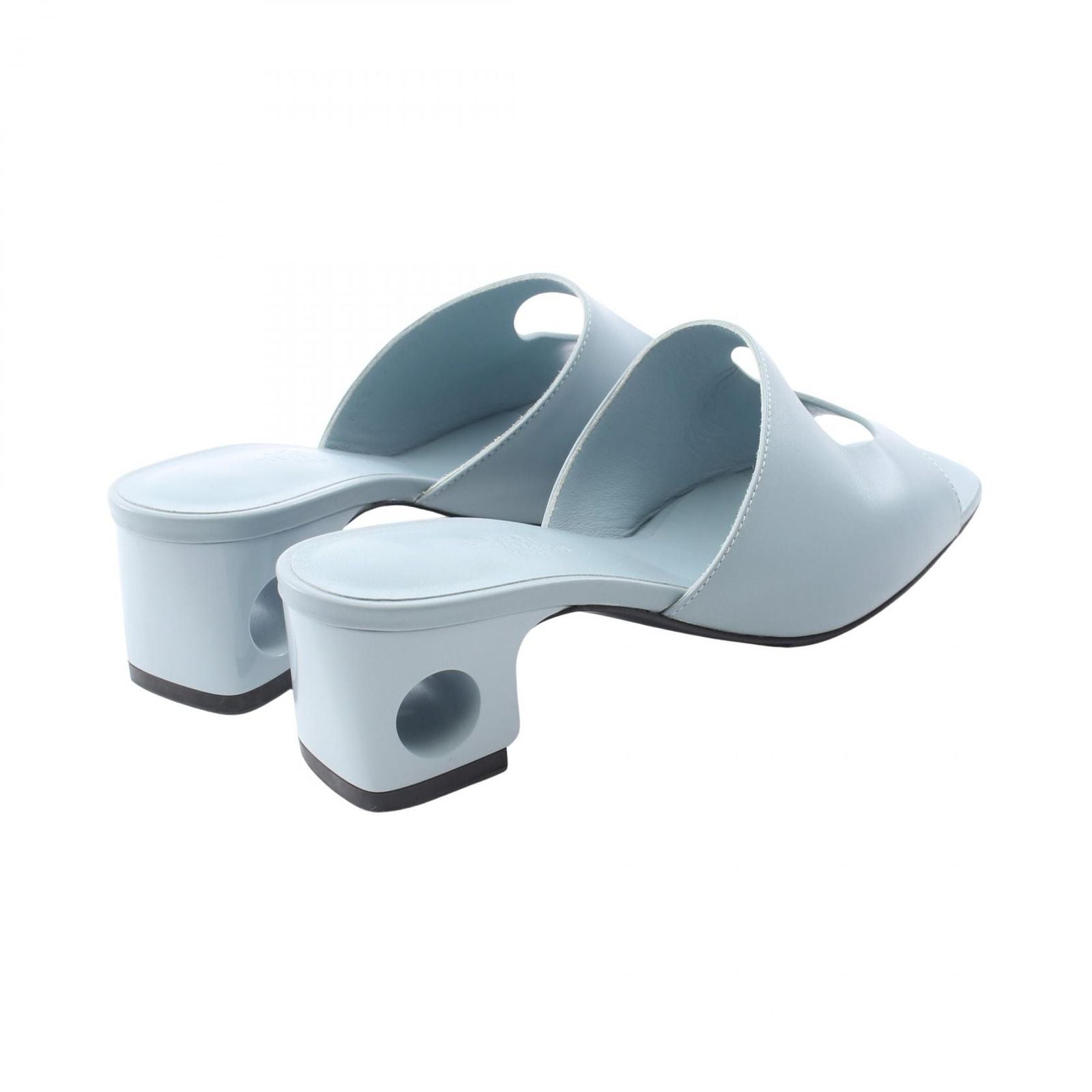 Hermes Sandals Elia Area Mules Blue Leather — view 2