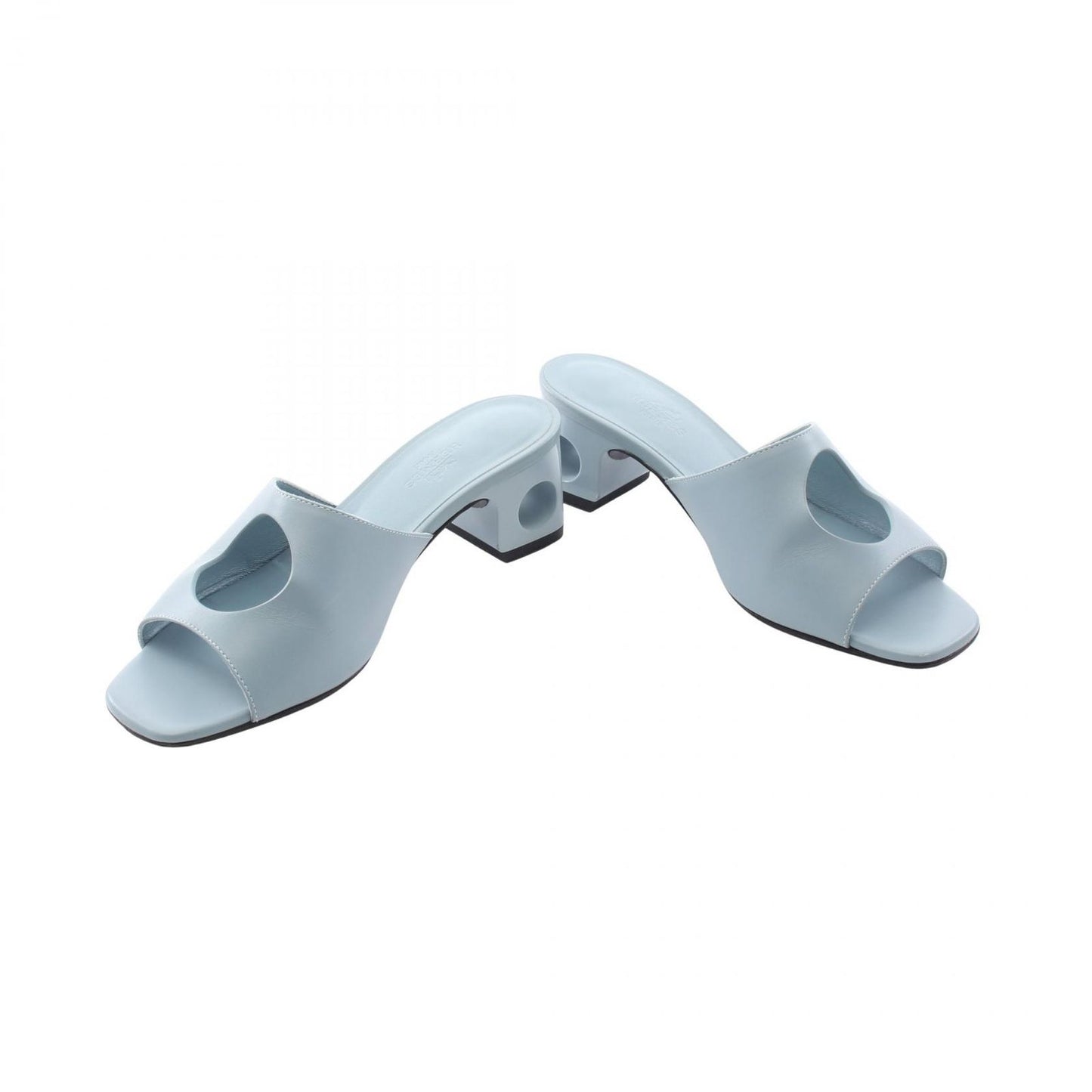 Hermes Sandals Elia Area Mules Blue Leather — view 3