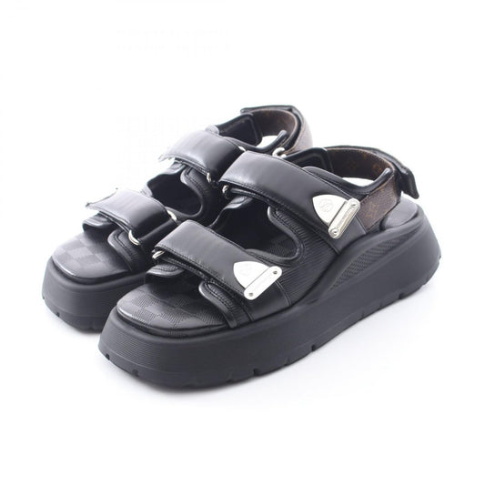 Louis Vuitton Sandals Chameleon Velcro Thick Sole BK Leather