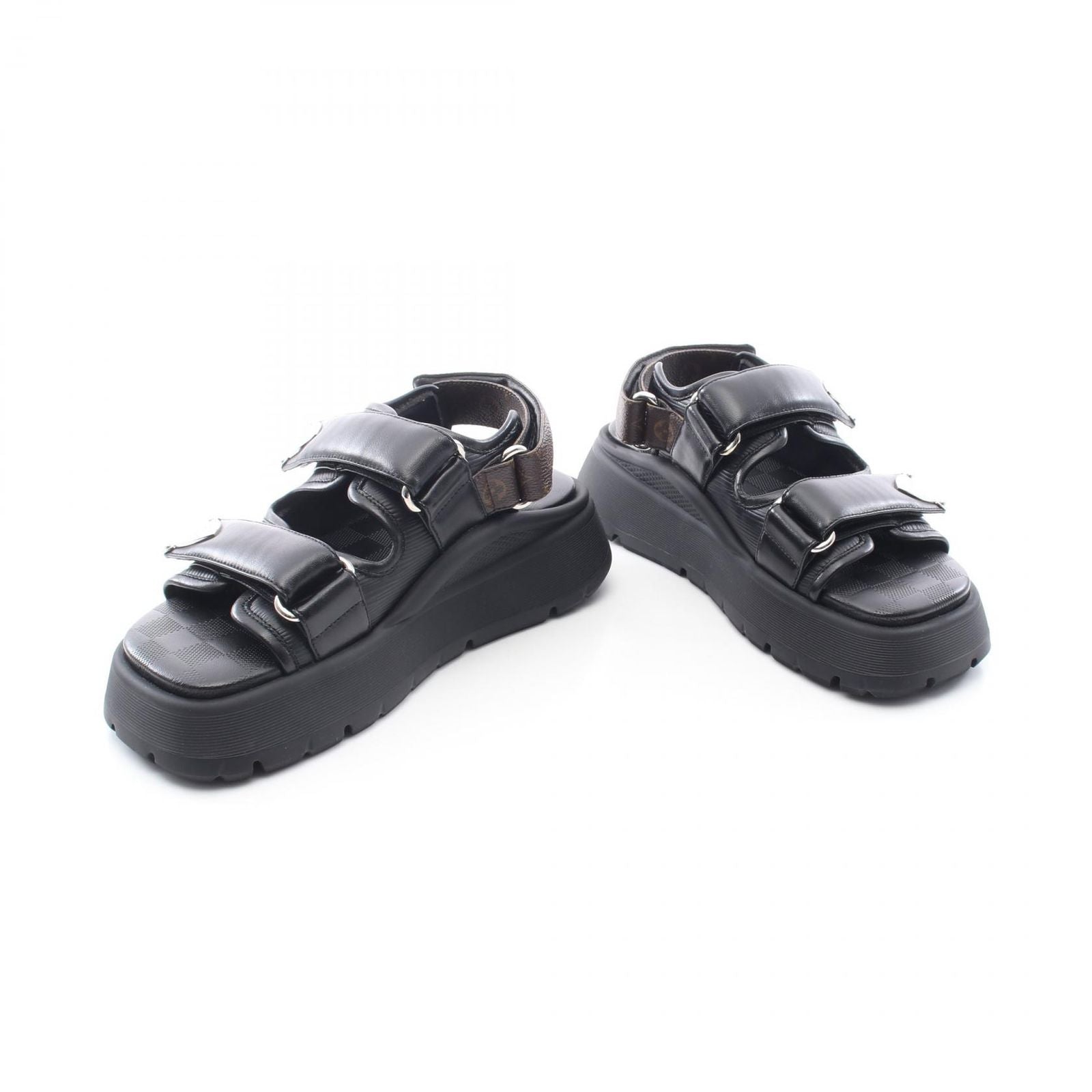 Louis Vuitton Sandals Chameleon Velcro Thick Sole BK Leather — view 3