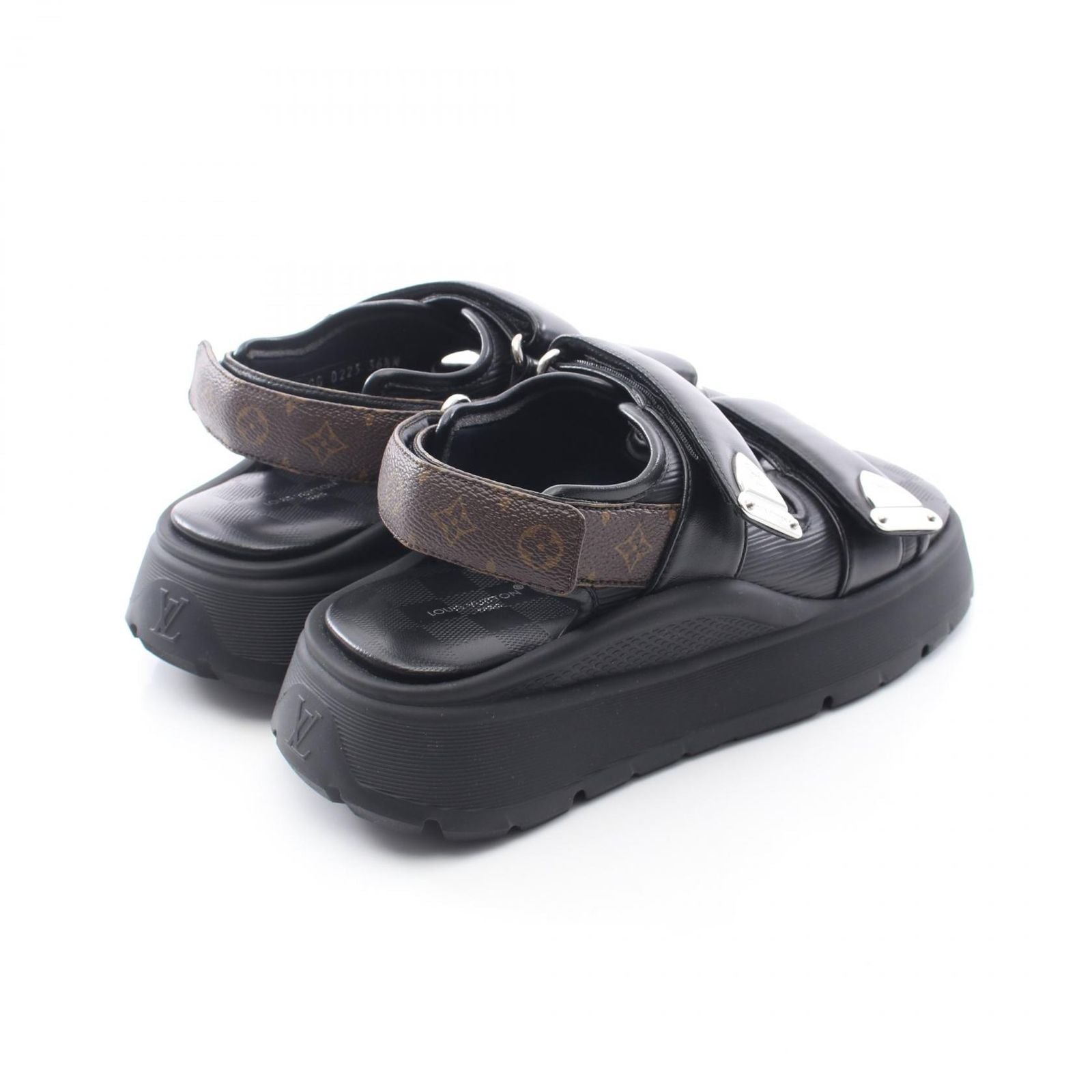 Louis Vuitton Sandals Chameleon Velcro Thick Sole BK Leather — view 2