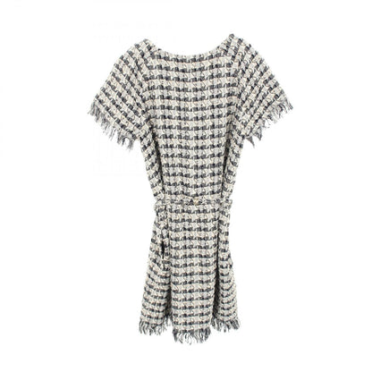 Chanel Dress with Belt All Over Pattern Tweed Short Sleeve Cotton — view 2