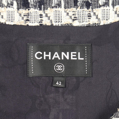 Chanel Dress with Belt All Over Pattern Tweed Short Sleeve Cotton — view 3