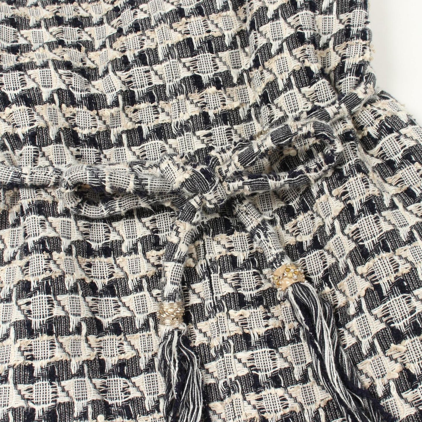 Chanel Dress with Belt All Over Pattern Tweed Short Sleeve Cotton — view 7