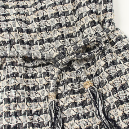 Chanel Dress with Belt All Over Pattern Tweed Short Sleeve Cotton — view 7