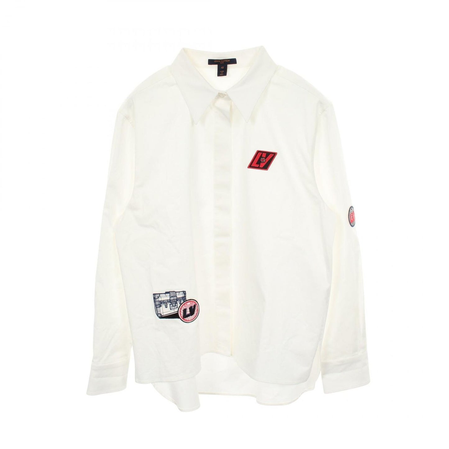 Louis Vuitton Logo Patch Long Sleeve Oom Cotton Shirt