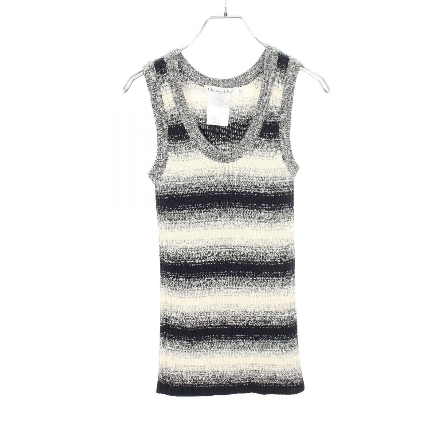 Dior Tank Top Border Knit Cotton Sweater