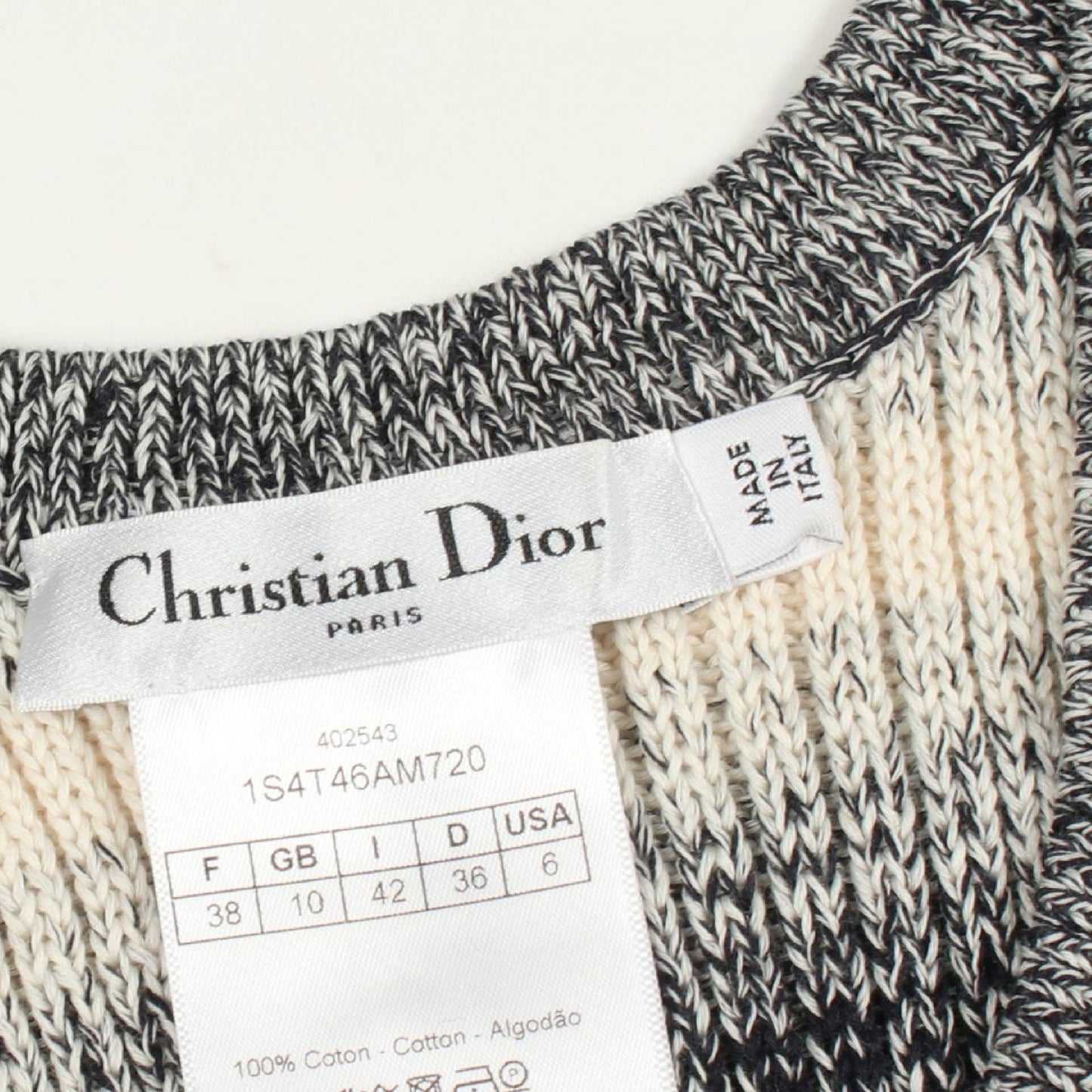 Dior Tank Top Border Knit Cotton Sweater — view 5