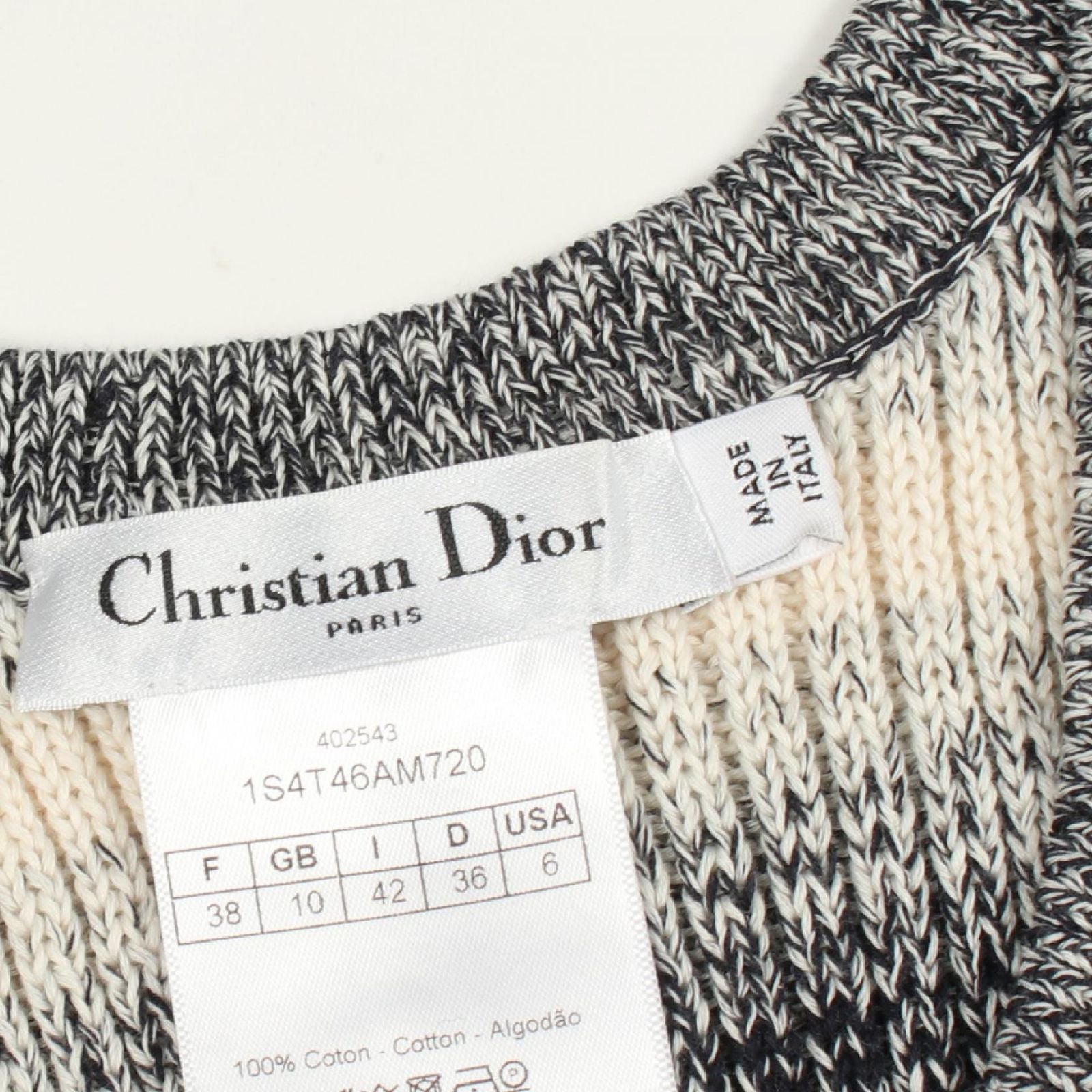 Dior Tank Top Border Knit Cotton Sweater — view 5