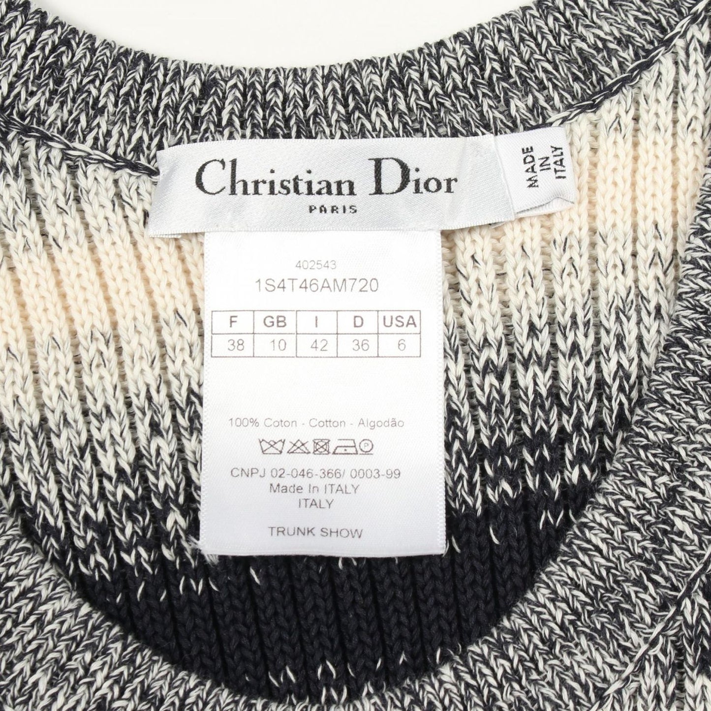 Dior Tank Top Border Knit Cotton Sweater — view 3