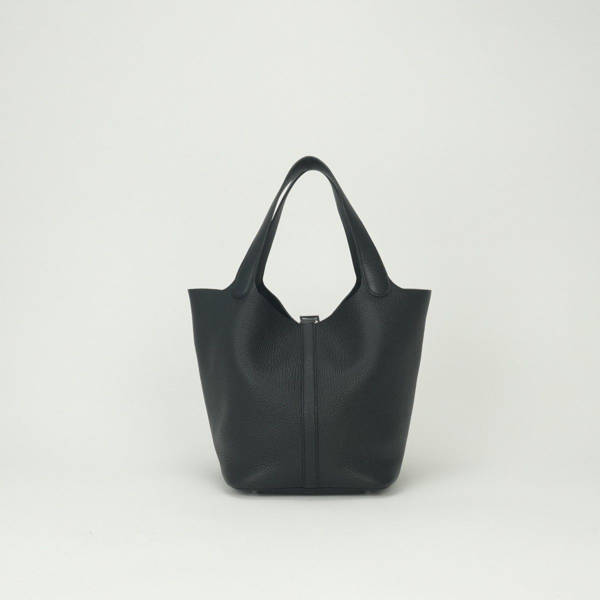 Hermes Picotin Lock MM 22 Tote Taurillon Clemence Noir Black Silver Handbag — view 3