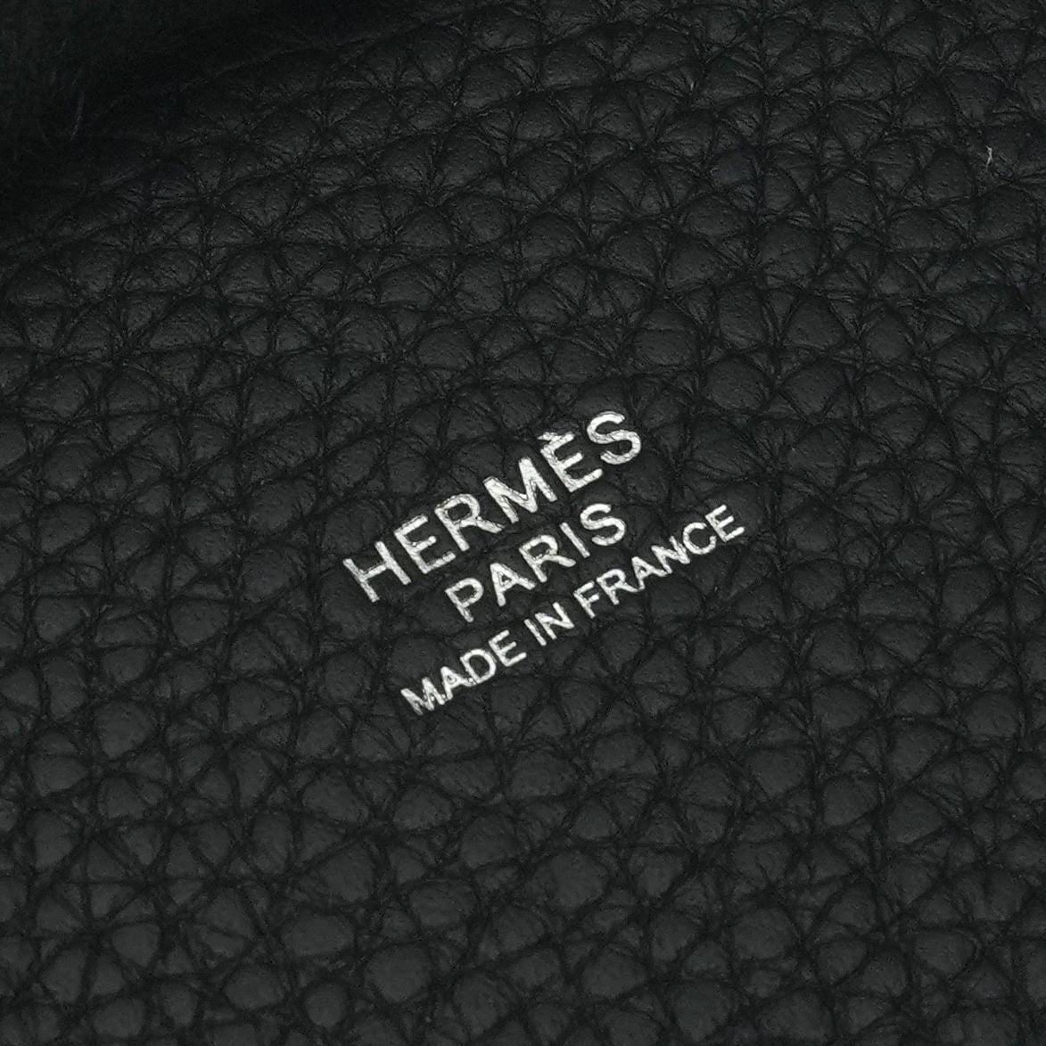 Hermes Picotin Lock MM 22 Tote Taurillon Clemence Noir Black Silver Handbag — view 7