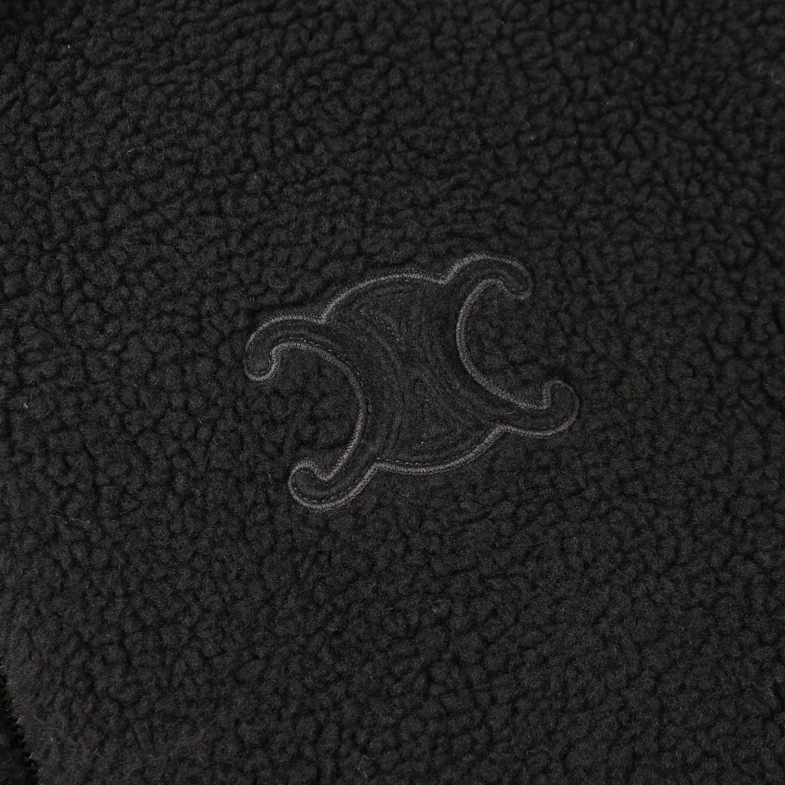 Celine Jacket Triomphe Hooded Fleece Black Wool Hood — view 5