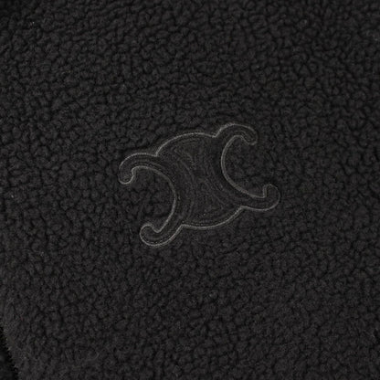 Celine Jacket Triomphe Hooded Fleece Black Wool Hood — view 5
