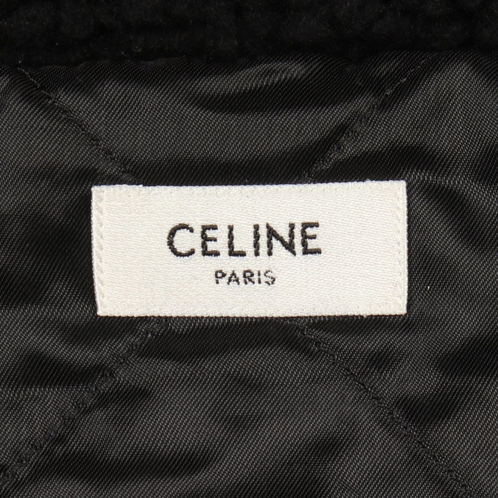Celine Jacket Triomphe Hooded Fleece Black Wool Hood — view 3