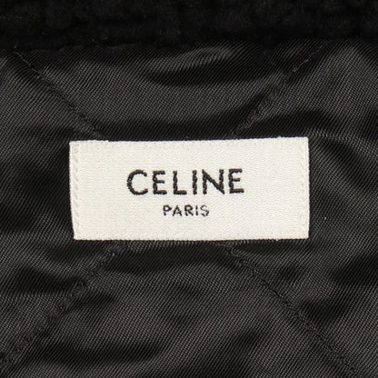 Celine Jacket Triomphe Hooded Fleece Black Wool Hood — view 3