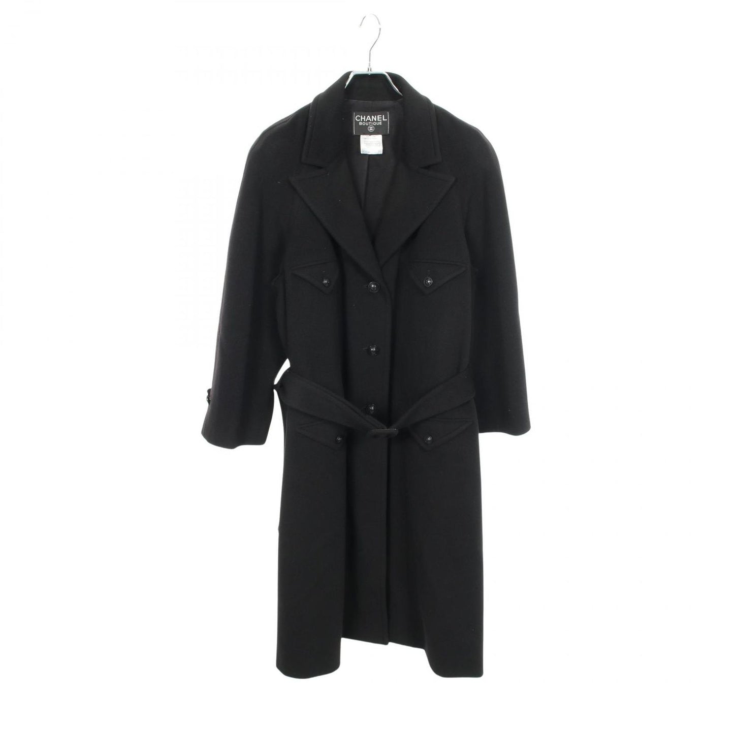Chanel CC Logo Button Black Cashmere Coat