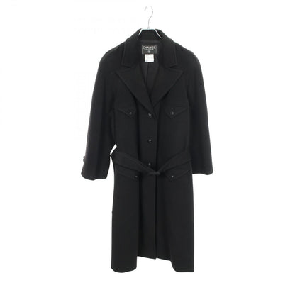 Chanel CC Logo Button Black Cashmere Coat