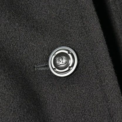 Chanel CC Logo Button Black Cashmere Coat — view 8