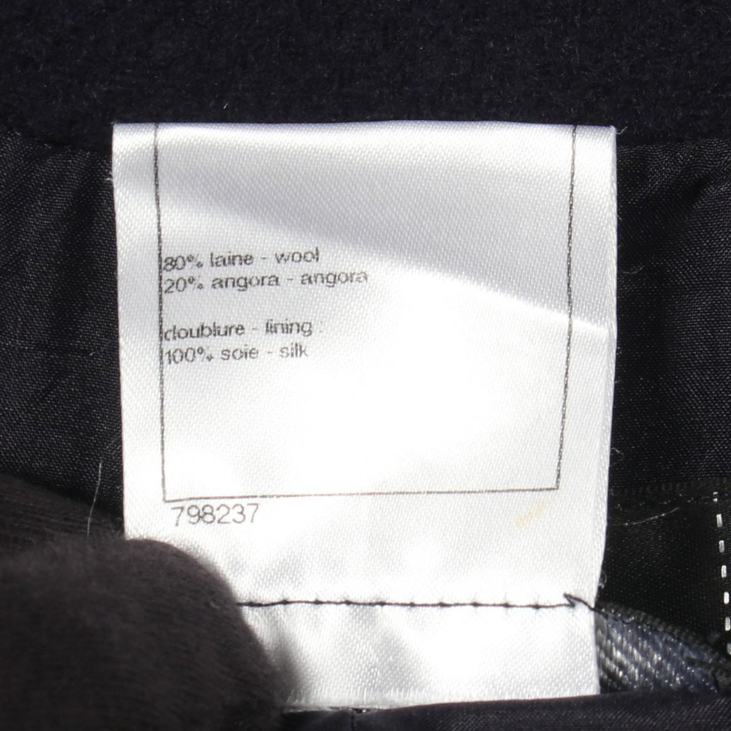 Chanel CC Logo Button Navy Wool Coat — view 4