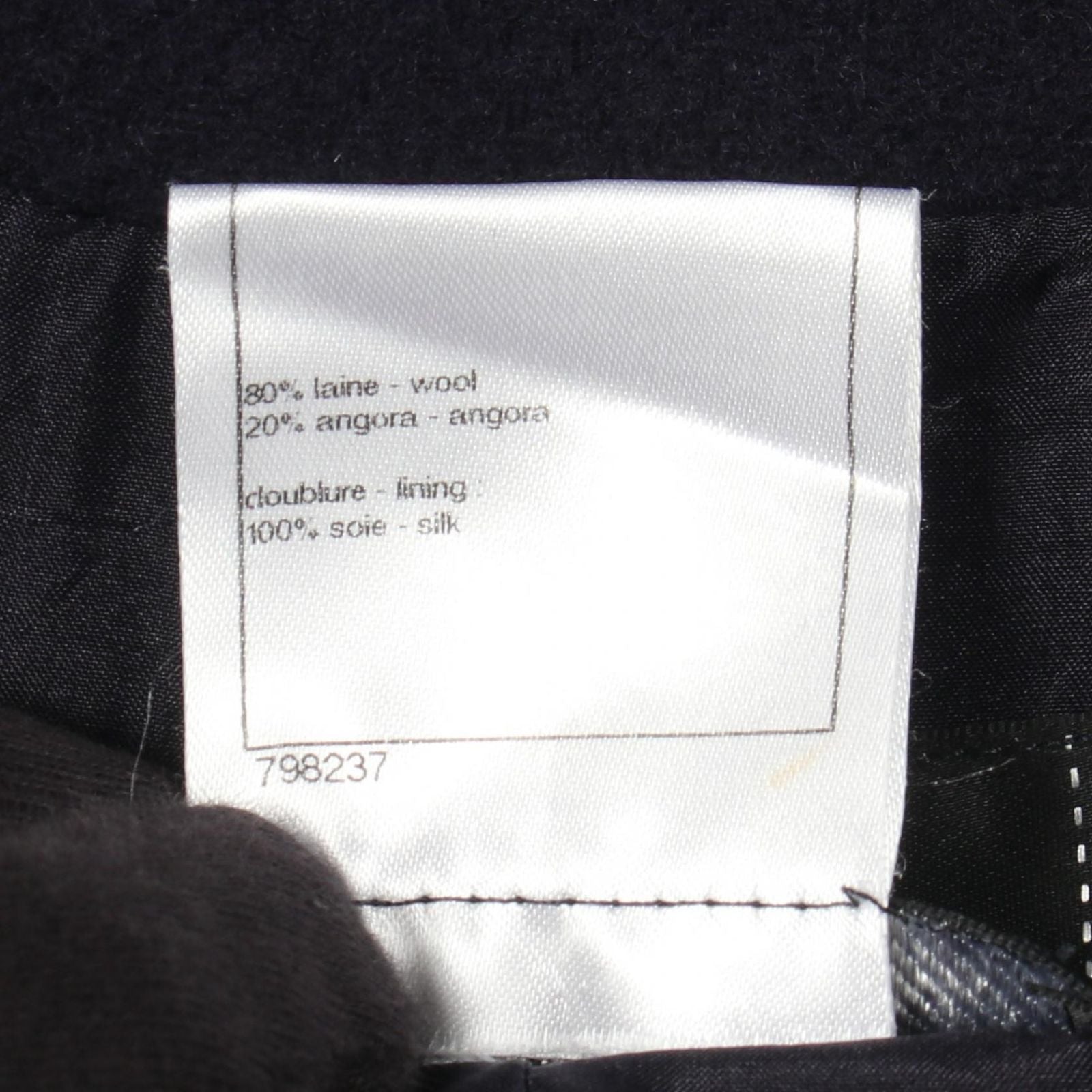 Chanel CC Logo Button Navy Wool Coat — view 4