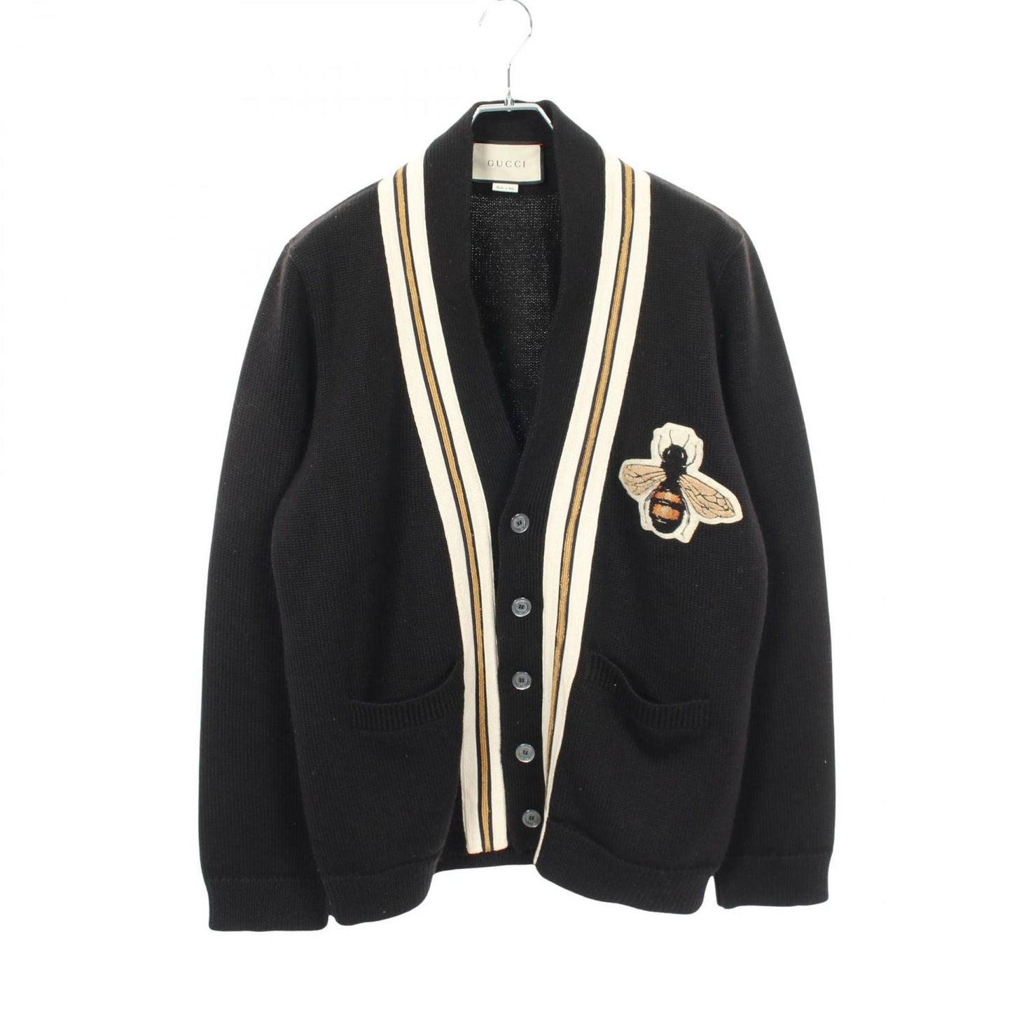 Gucci Cardigan Bee Patch Black Wool