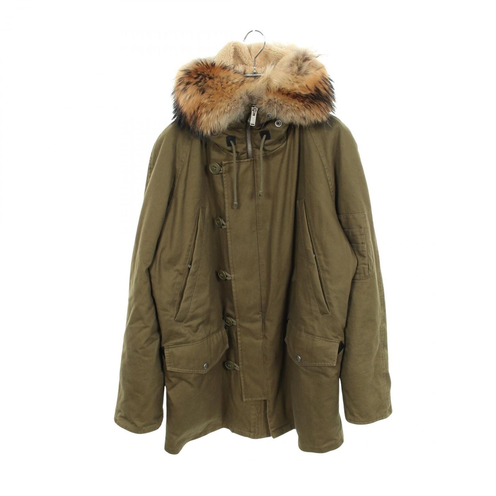 Saint Laurent Paris Mod Coat with Hood Khaki Green