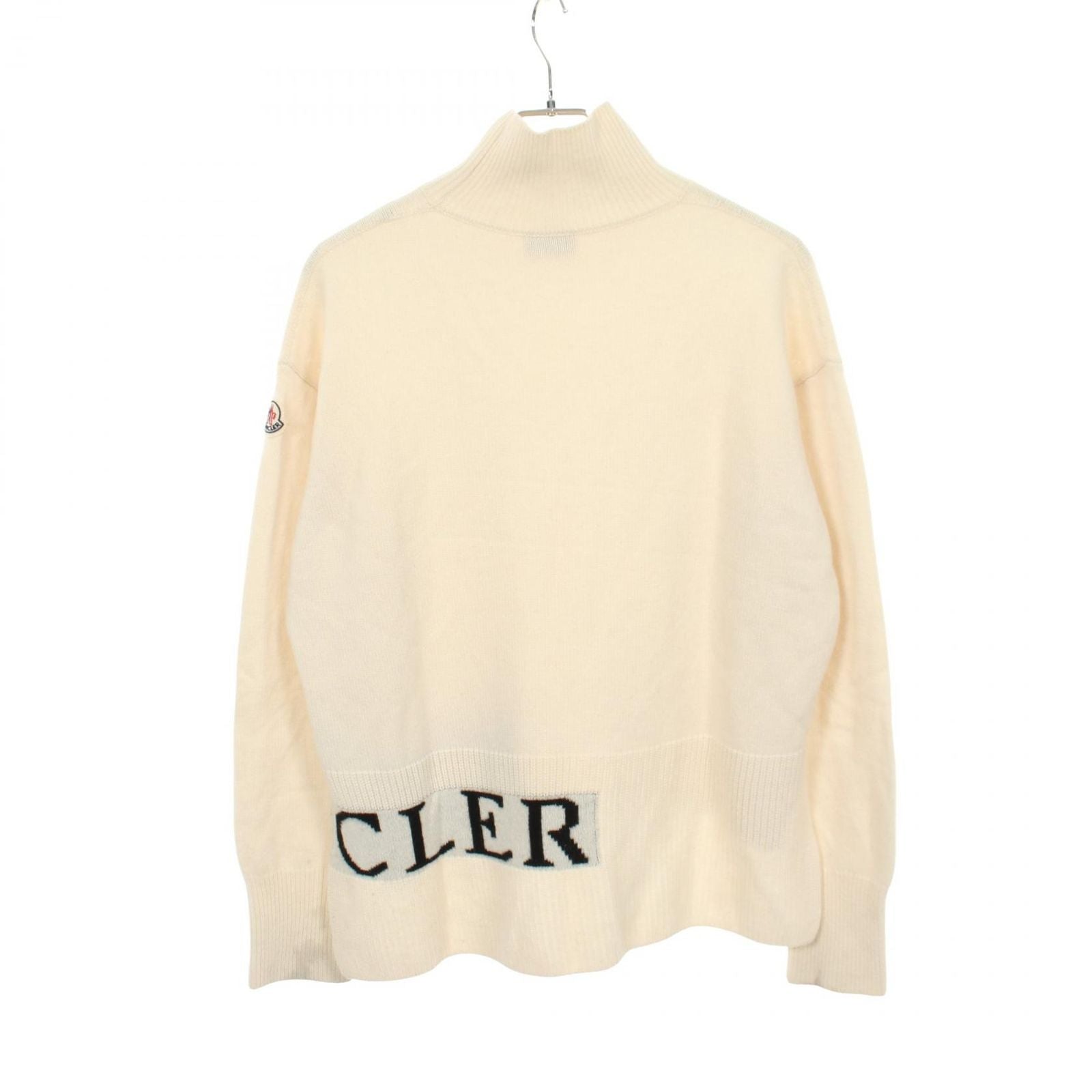 Moncler Knit Turtleneck Logo Ivory Wool Sweater — view 2