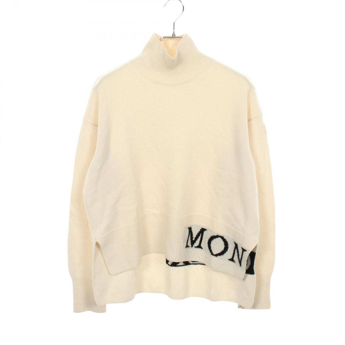Moncler Knit Turtleneck Logo Ivory Wool Sweater