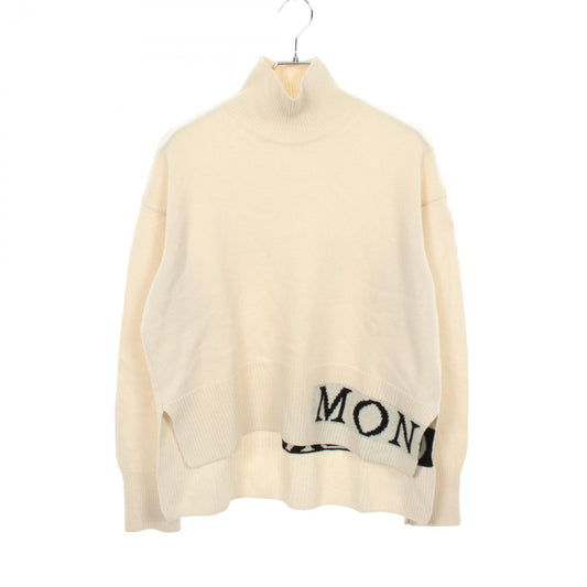 Moncler Knit Turtleneck Logo Ivory Wool Sweater