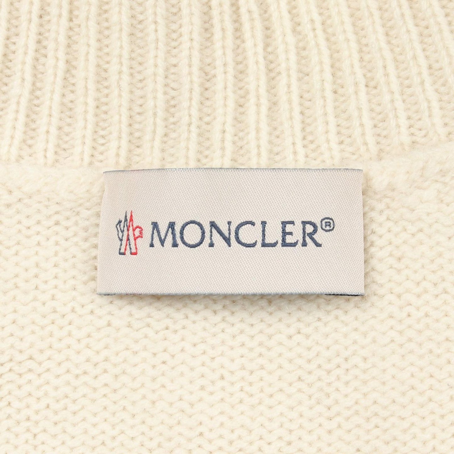 Moncler Knit Turtleneck Logo Ivory Wool Sweater — view 3