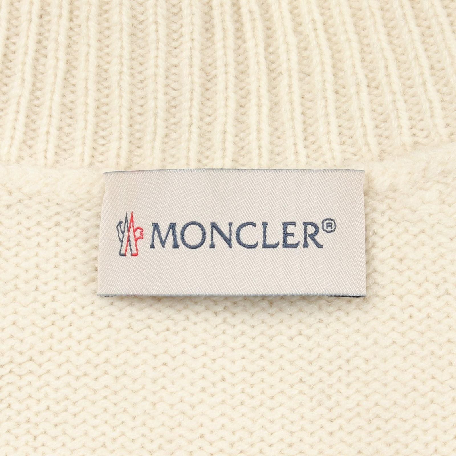 Moncler Knit Turtleneck Logo Ivory Wool Sweater — view 3
