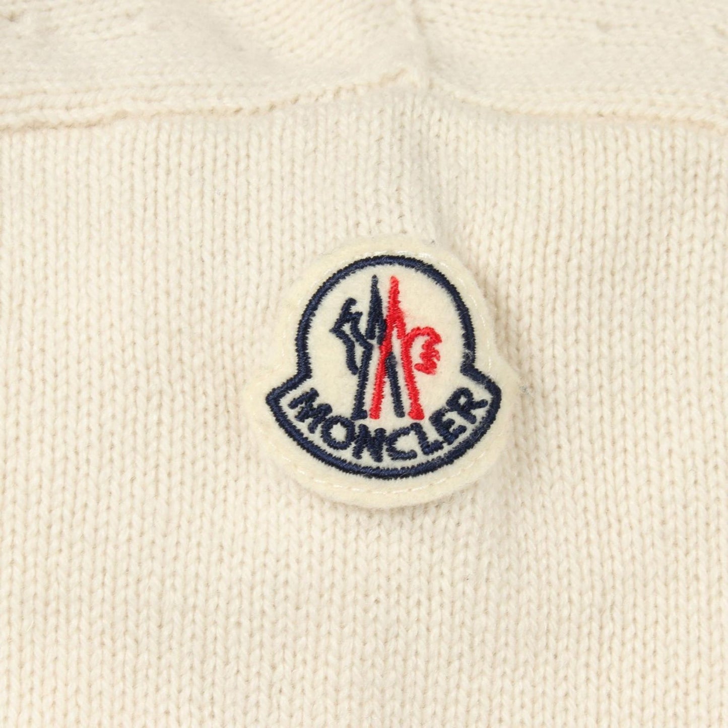 Moncler Knit Turtleneck Logo Ivory Wool Sweater — view 6