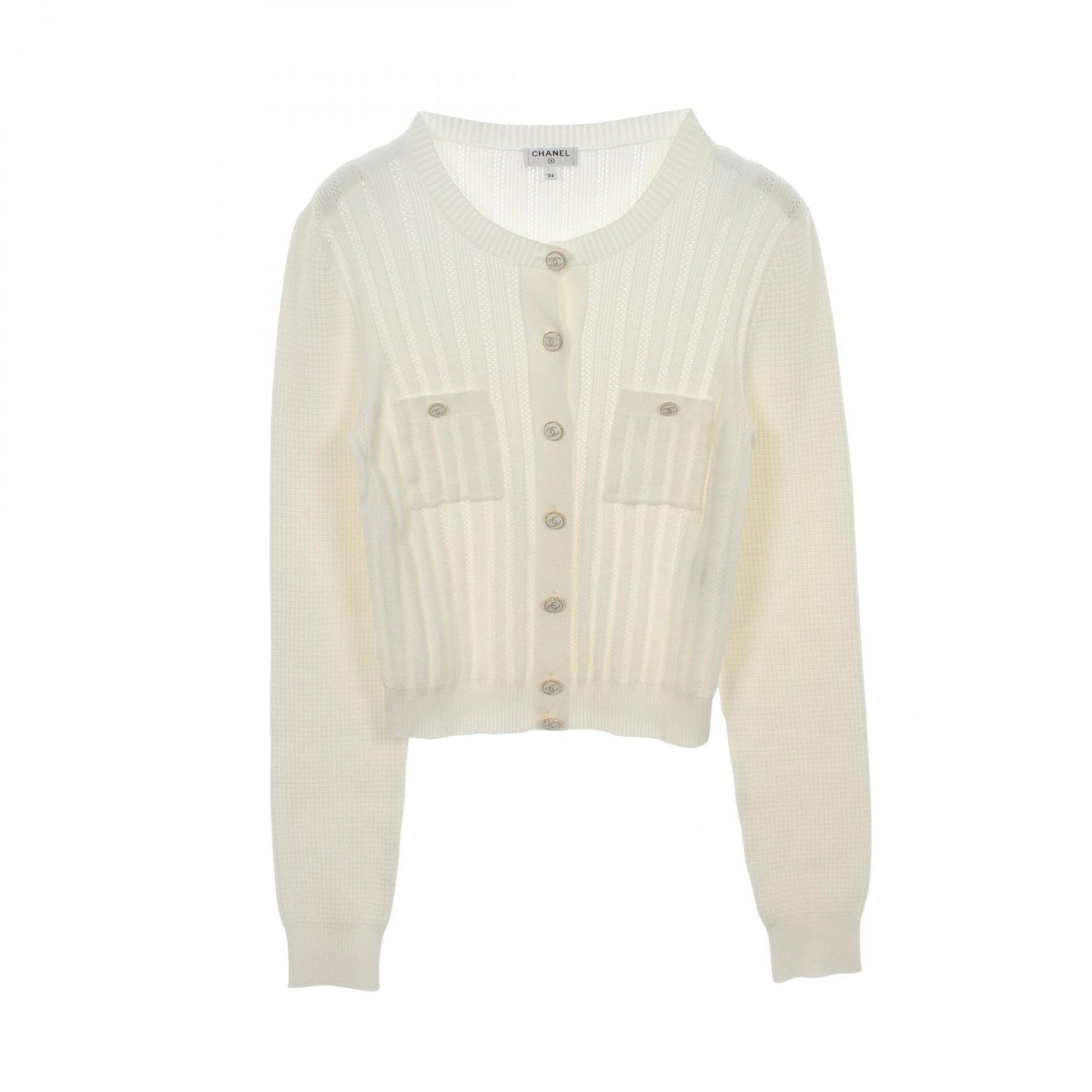 Chanel Cardigan CC Logo Button Cotton