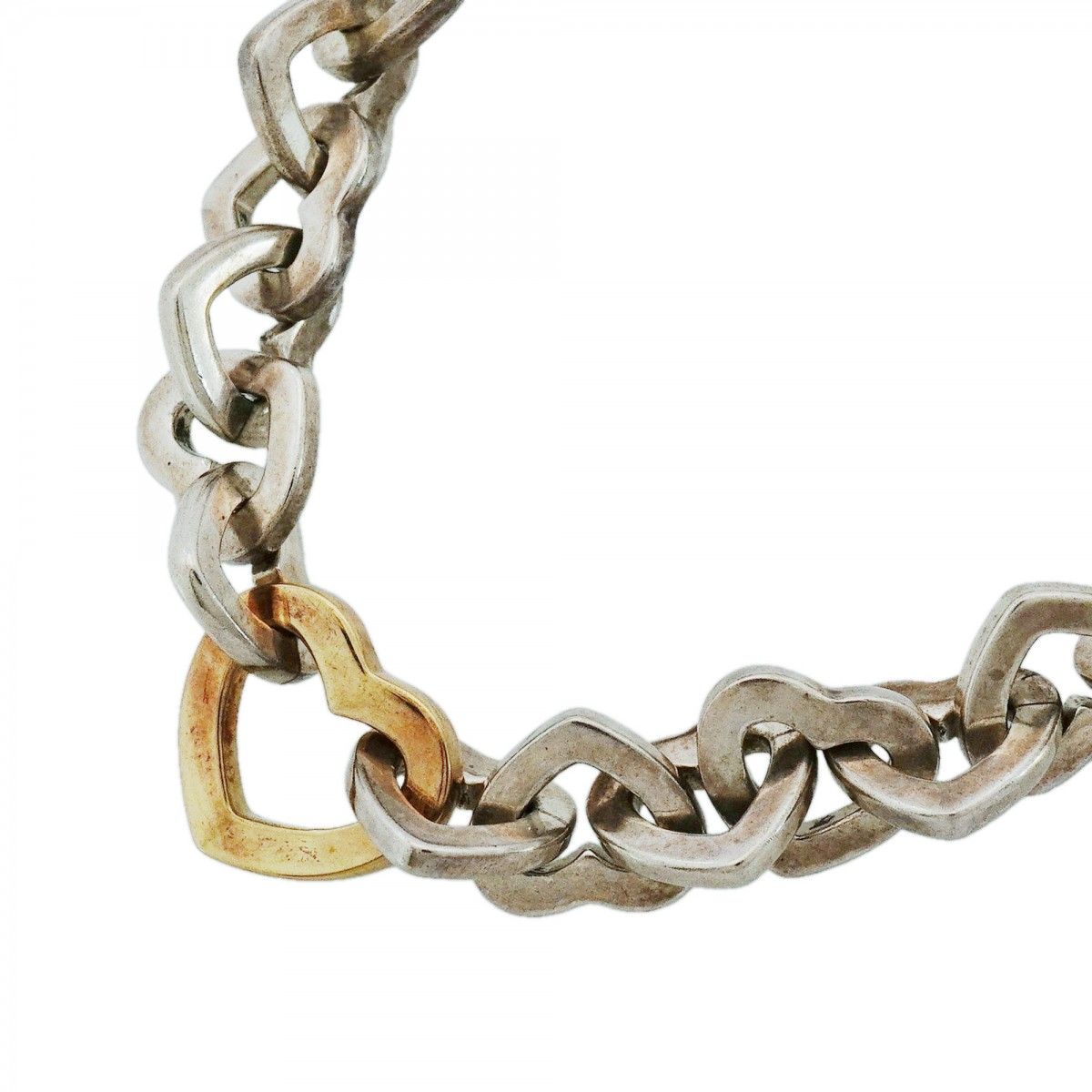 Tiffany & Co Necklace Heart Link 18k Yellow Gold 925 Sterling Silver