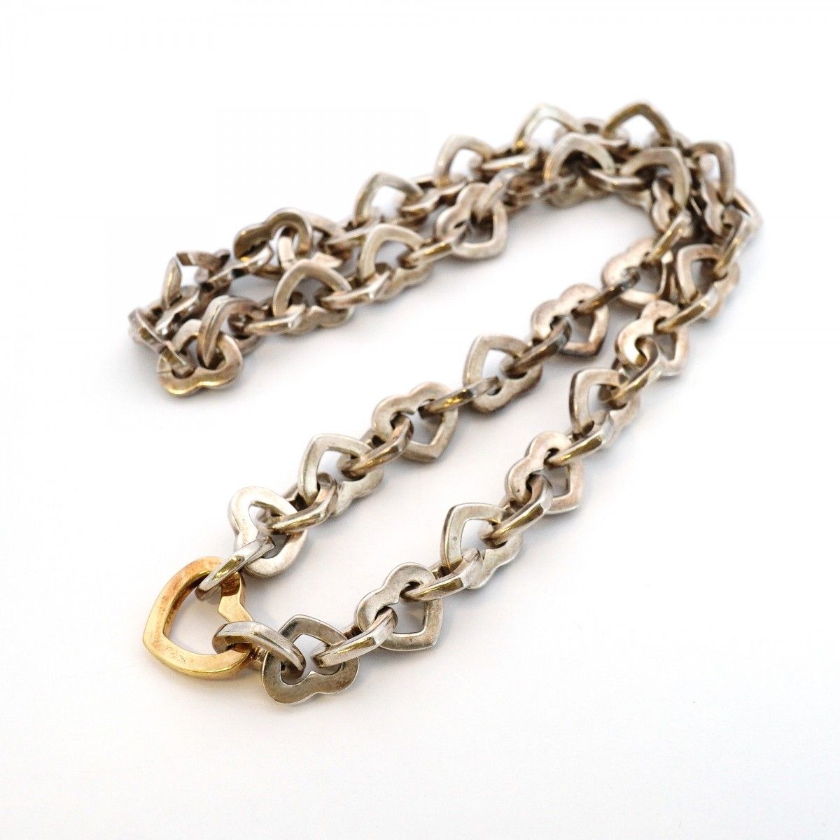 Tiffany & Co Necklace Heart Link 18k Yellow Gold 925 Sterling Silver — view 3