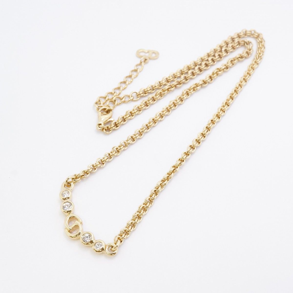 Dior Necklace CD Logo Gold Plated Rhinestone — view 3