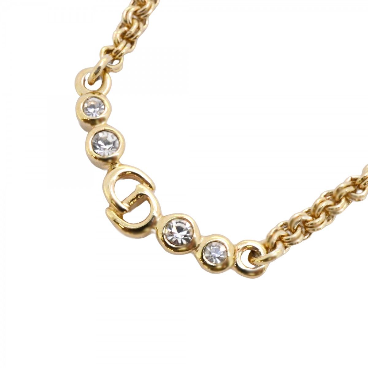 Dior Necklace CD Logo Gold Plated Rhinestone