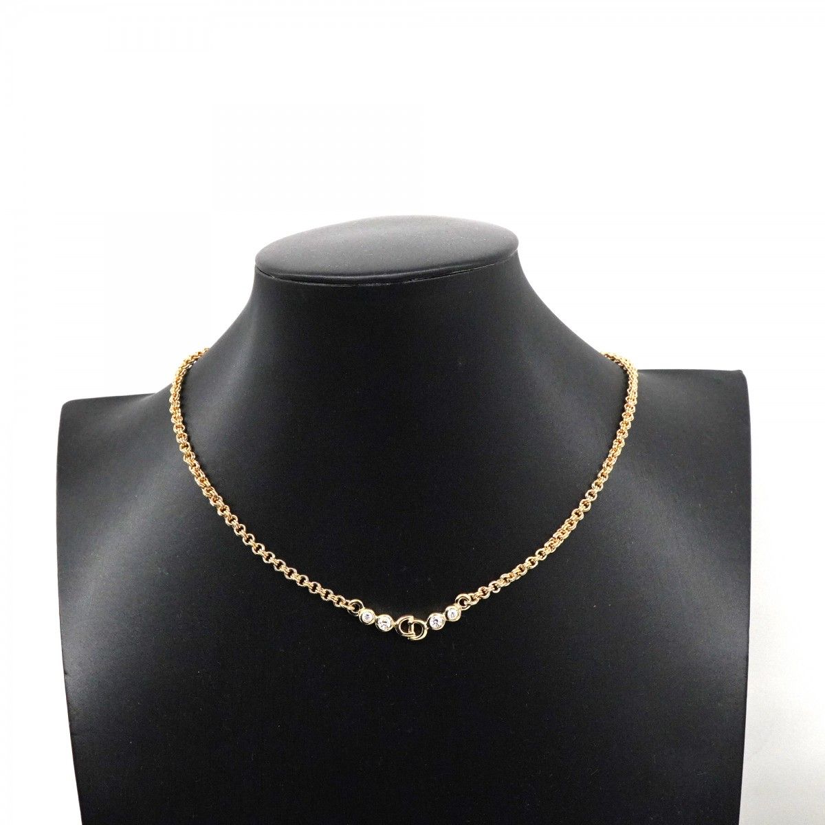 Dior Necklace CD Logo Gold Plated Rhinestone — view 6