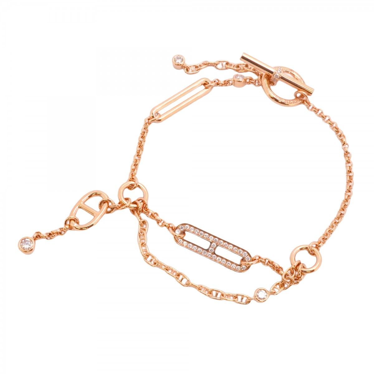 Hermes Bracelet Chaine D'ancre Chaos 18k Pink Gold Diamond