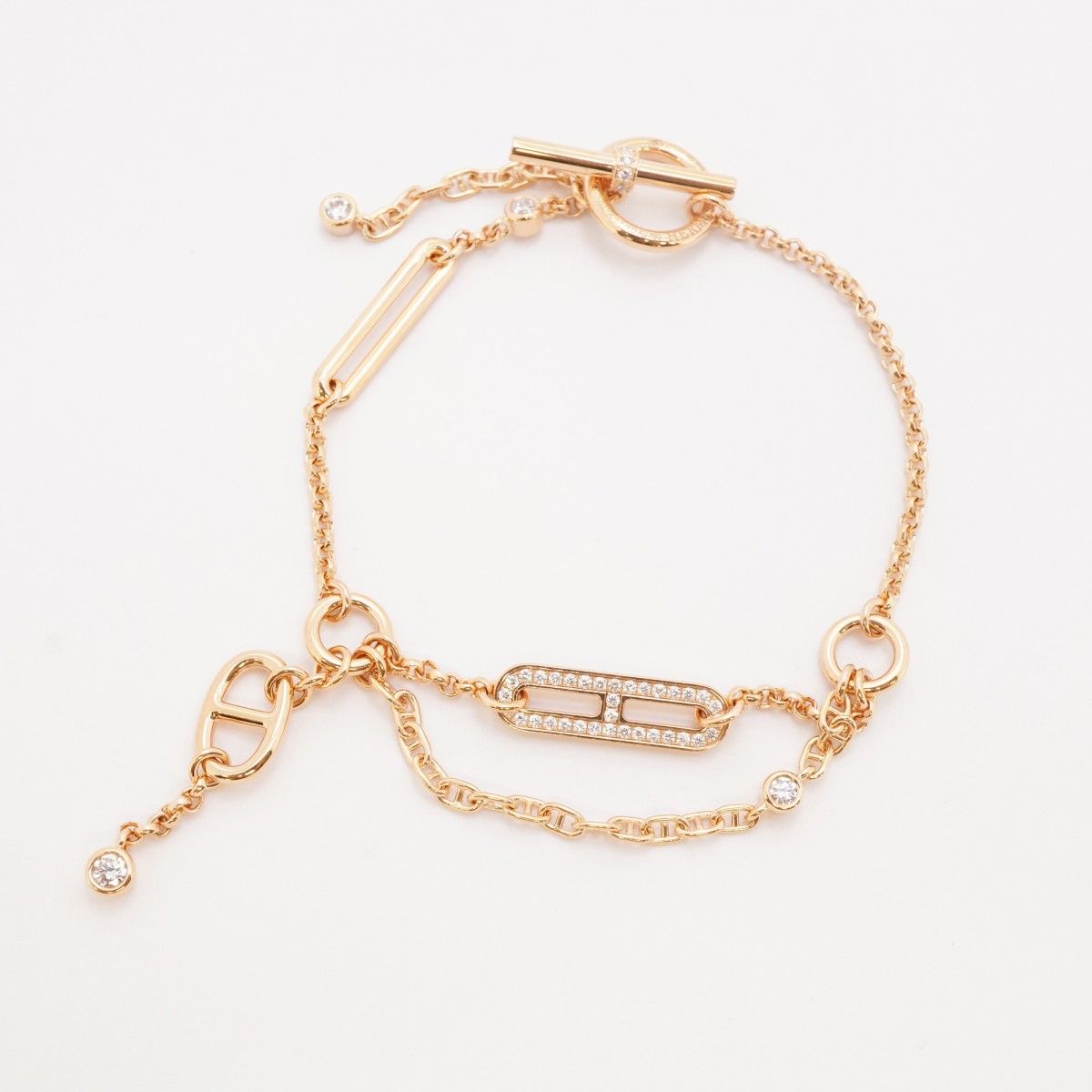 Hermes Bracelet Chaine D'ancre Chaos 18k Pink Gold Diamond — view 3