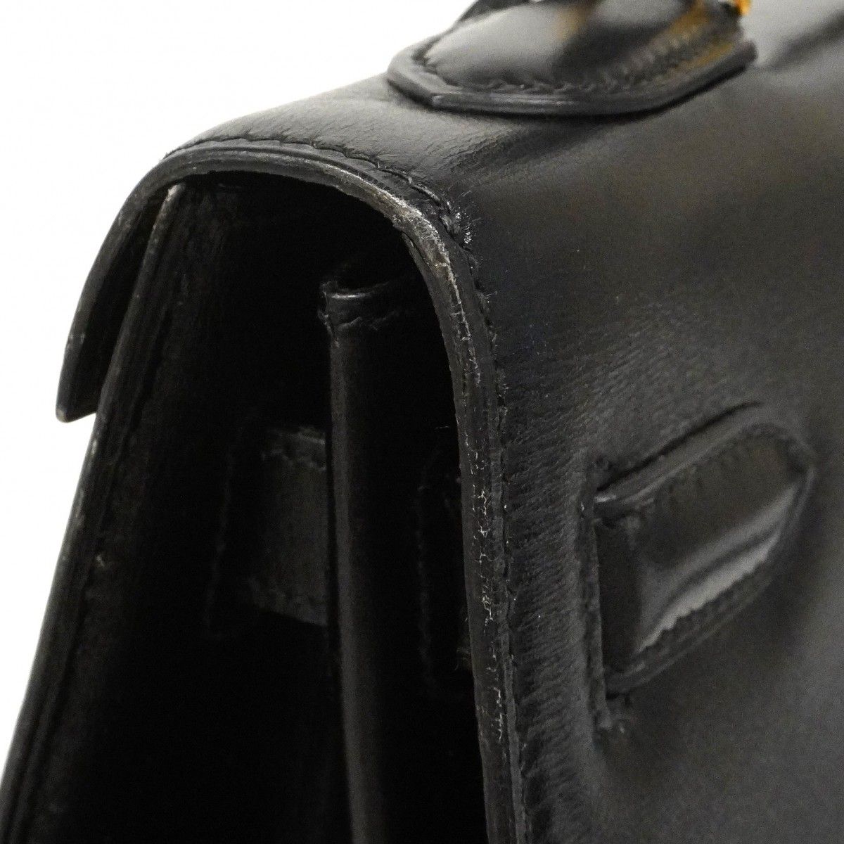 Hermes Handbag Kelly 32 Box Calf Black Gold 2-Way — view 7