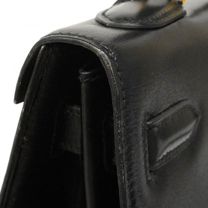 Hermes Handbag Kelly 32 Box Calf Black Gold 2-Way — view 7