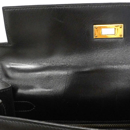 Hermes Handbag Kelly 32 Box Calf Black Gold 2-Way — view 8